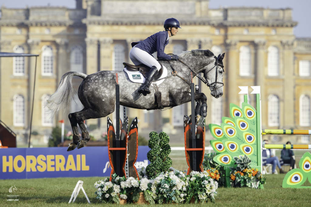 NZL-Hollie Swain rides Ballycoskerry Regal Diamond during the Showjumping for the CCI4*-S - 8&9 Year Old Class. 2023 GBR-Blenheim Palace International Horse Trials. Woodstock, Oxfordshire, England. Saturday 16 September. Copyright Photo: Libby Law Photography